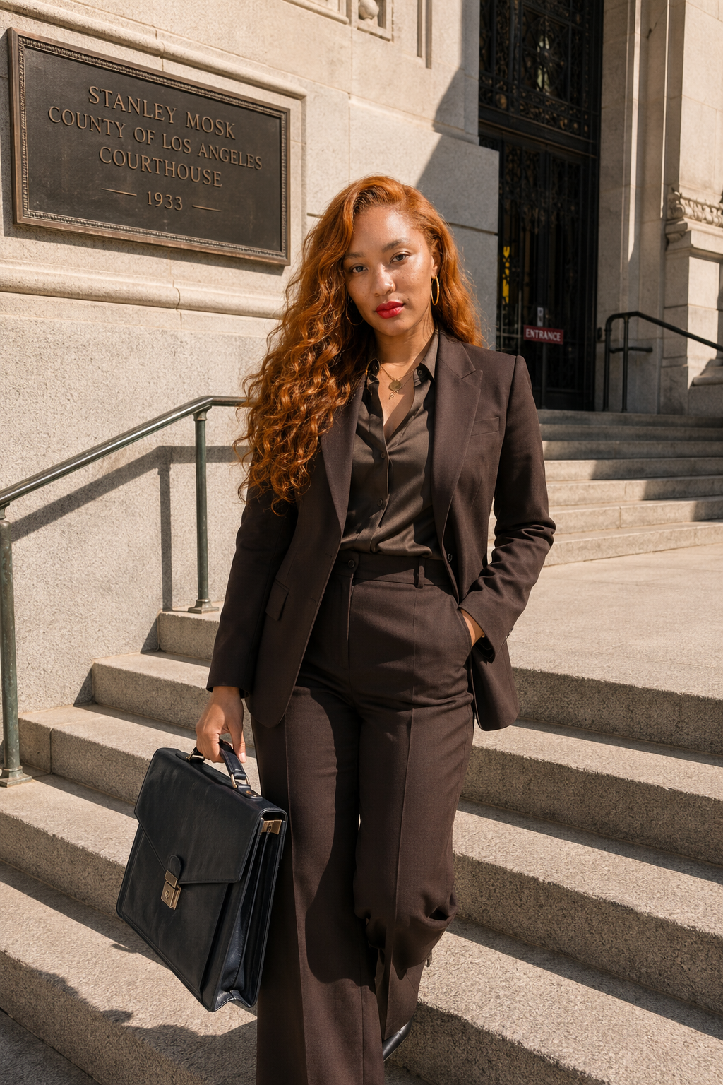Malika P. Ewart outside the Stanley Mosk Courthouse